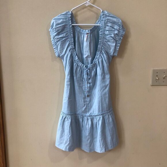 Free People Perri Linen Drop Waist Mini Dress - Picture 3 of 8